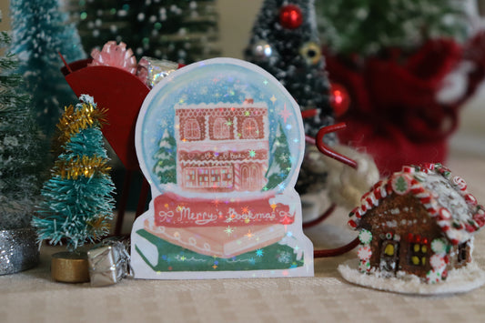 A Snow Globe Gingerbread Bookstore Sticker